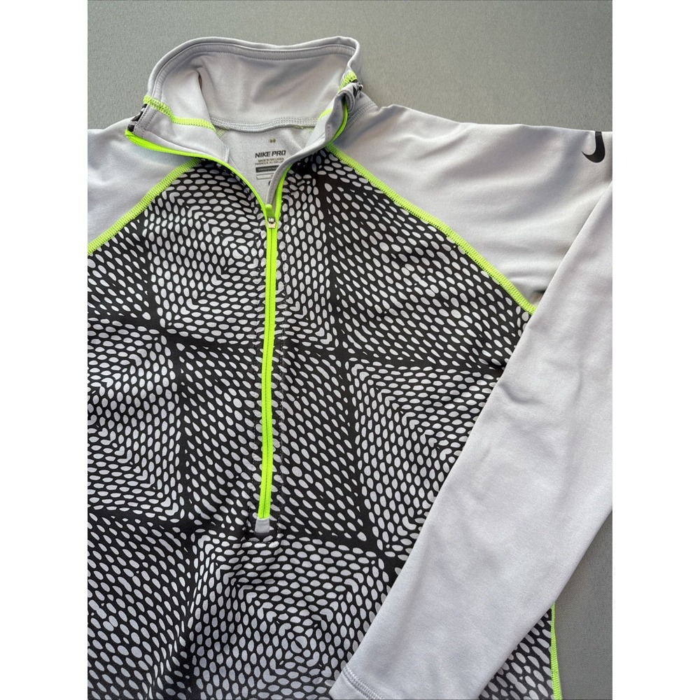 Nike Dri-Fit 1/2 Zip Pullover Shirt Black & Green Women's Size L Thumb Holes